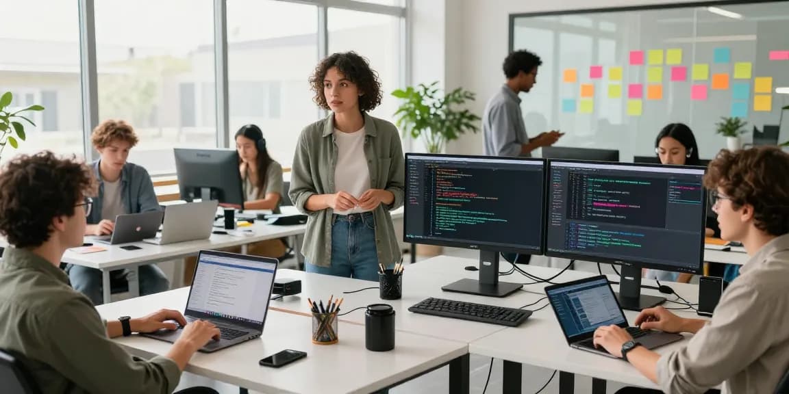 Collaborative workspace at https://www.www456bd.com/ showcasing diverse software engineers engaged in innovative coding practices.