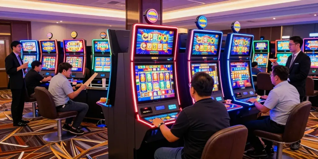 Players enjoying engaging slot gacor games at a vibrant casino.