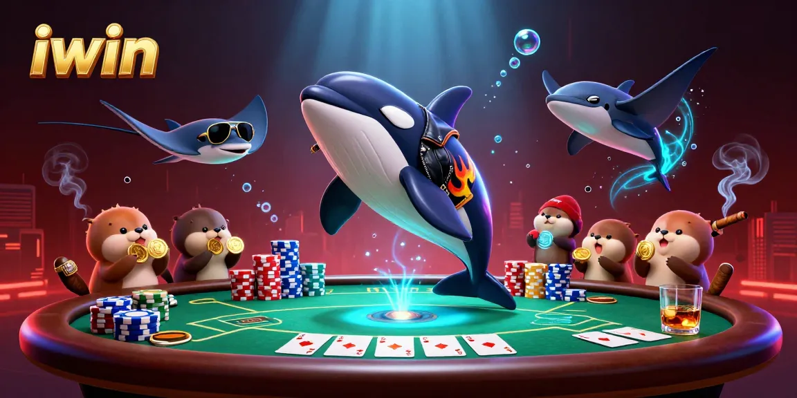 Win big with iwin in a vibrant underwater casino world featuring colorful sea creatures.