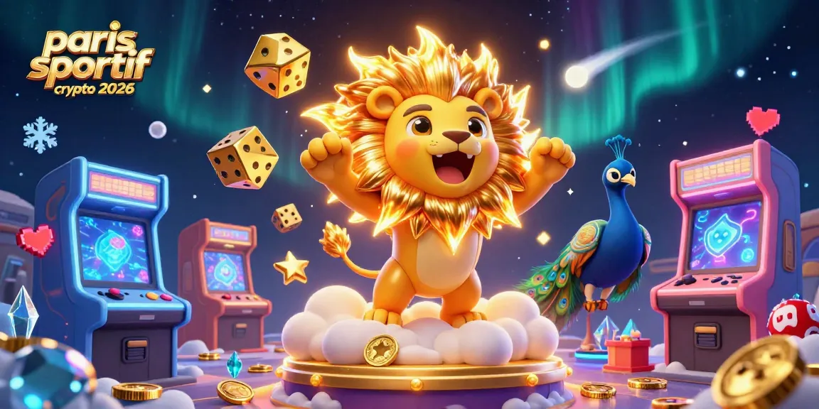 Profitez des paris sportif crypto 2026 grâce à un lion en 3D au cœur d'une scène animée de la casino.