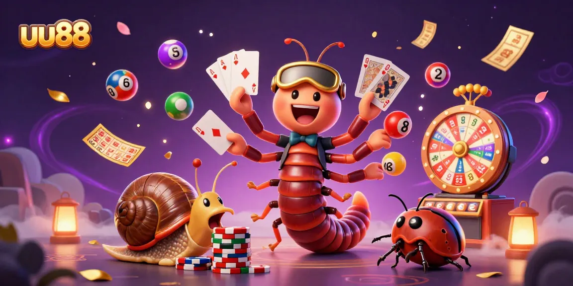 Experience thrilling gaming at uu88, featuring a vibrant 3D casino atmosphere with colorful lottery elements.