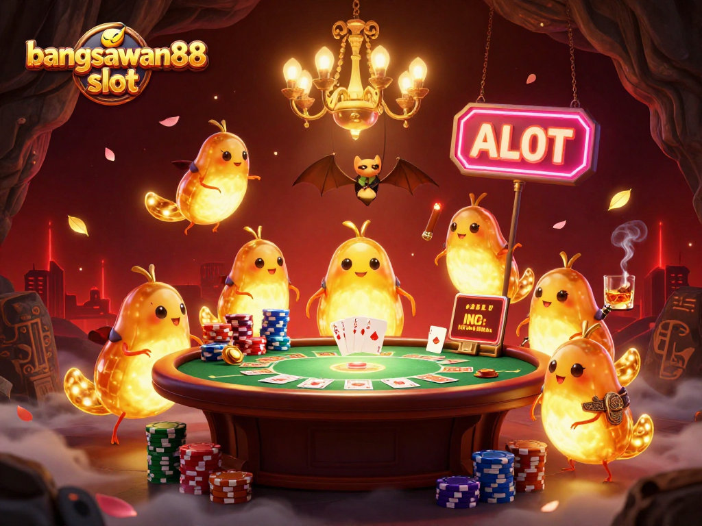 Experience the thrilling action of bangsawan88 slot in a vibrant, illuminated casino scene.