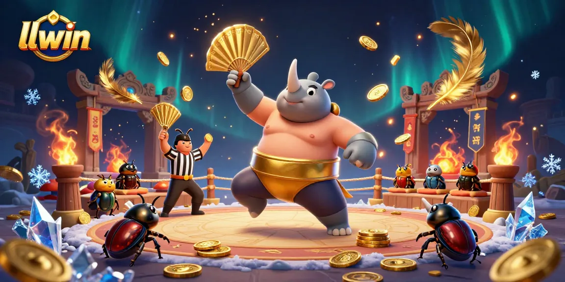 llwin offers thrilling live casino action with a 3D cartoon sumo champion battling amid flying coins