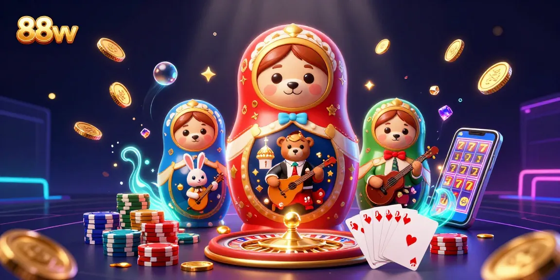 88vv showcases a vibrant casino scene with colorful characters and exciting game elements.