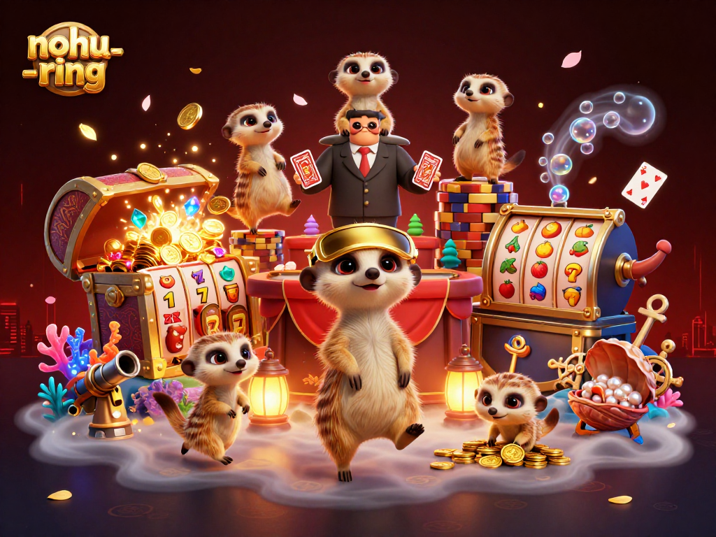 Engage with the nohu-ring slots by enjoying a vibrant casino experience featuring playful meerkats.