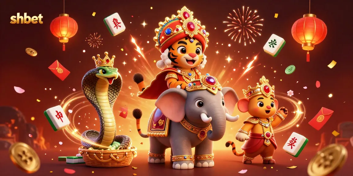Experience the excitement of shbet with a vibrant 3D casino scene featuring a maharaja, elephant, and cobra.