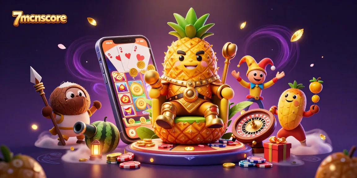 Experience excitement with 7mcnscore in a vibrant 3D casino scene featuring dynamic characters and game elements.