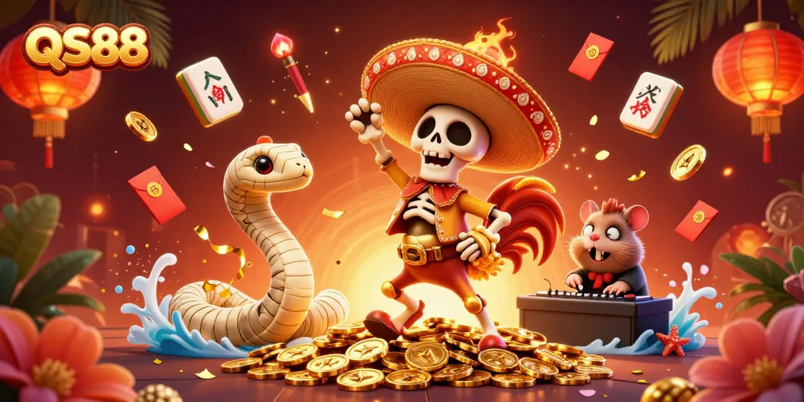 Play exciting games at QS88 casino featuring vibrant characters and dynamic gambling elements.