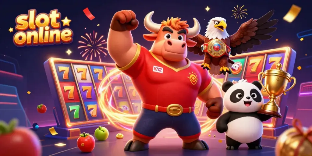Engage with exhilarating slot online action and colorful jackpot symbols in this vibrant 3D illustration.
