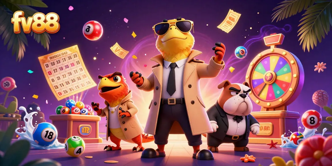 Experience vibrant gaming action at fv88 with cartoon raptors in a trench coat entering a VIP casino.
