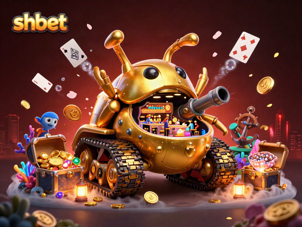 Engage with the shbet experience in a vibrant 3D casino tank filled with treasures and lively game elements.