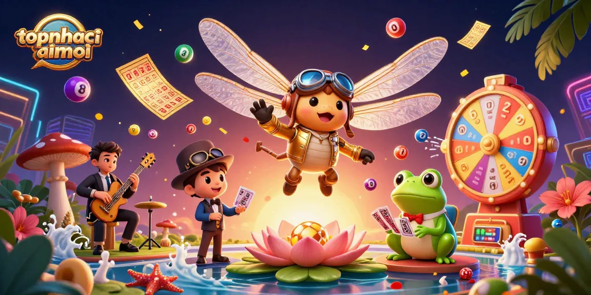 Experience topnhacaimoi in a vibrant 3D casino illustration featuring game elements and lively characters.