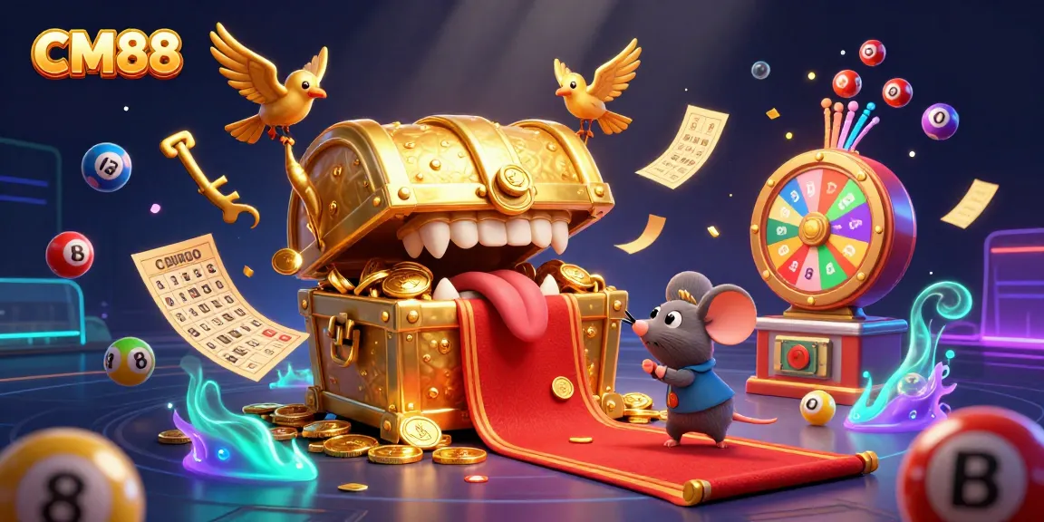 Engage with CM88's thrilling slot gameplay featuring vibrant scenes, golden treasures, and casino excitement.