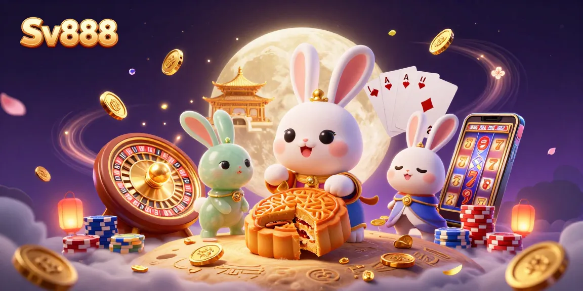 Engage in winning strategies at Sv888 with dynamic 3D illustration of a festive casino scene.
