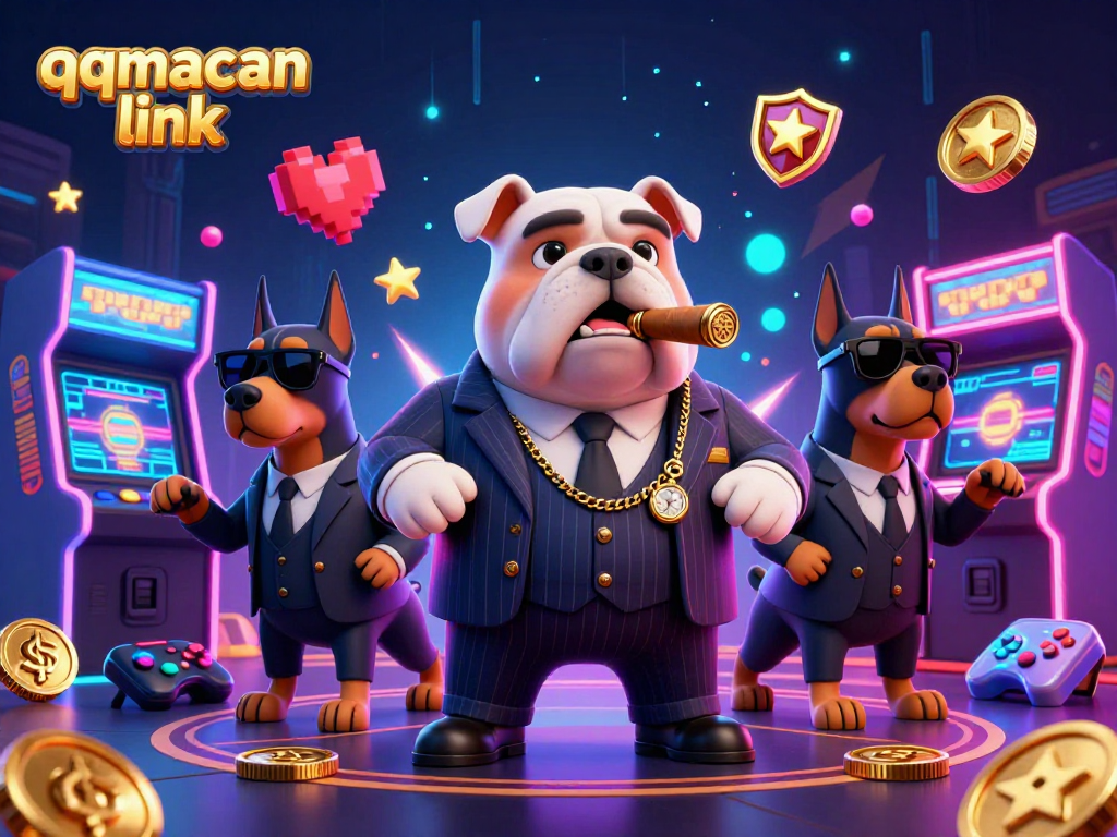 Win big with qqmacan link as a mafia bulldog leads the casino arcade action!