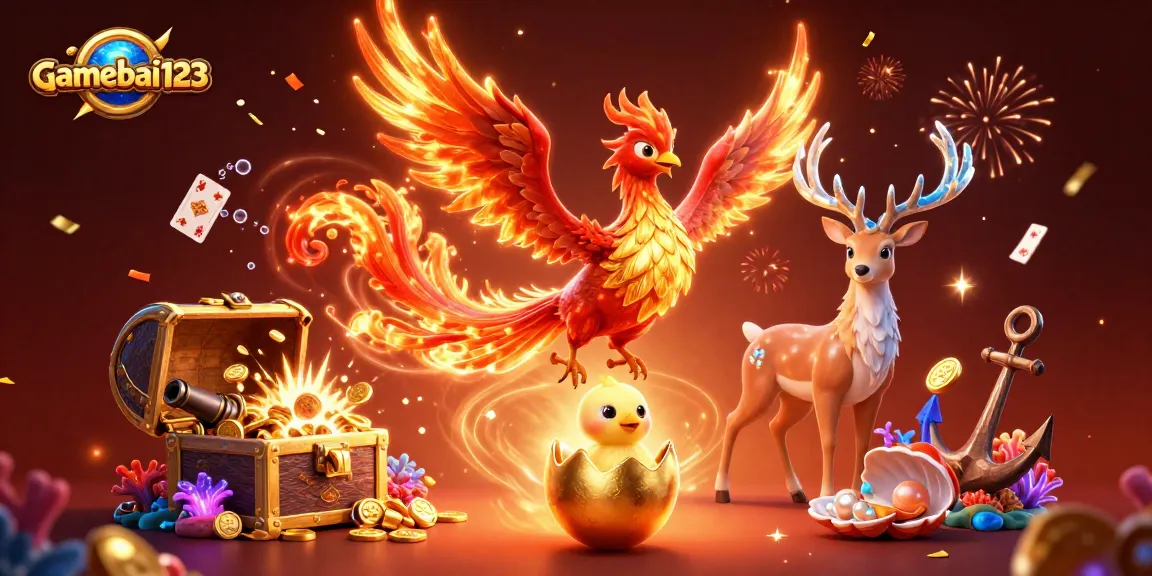 Experience thrilling wins with gamebai123 in this dynamic 3D fantasy casino scene.