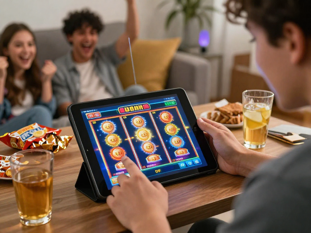 Permainan slot88 yang menarik dengan suasana rumah yang ceria dan penuh semangat.