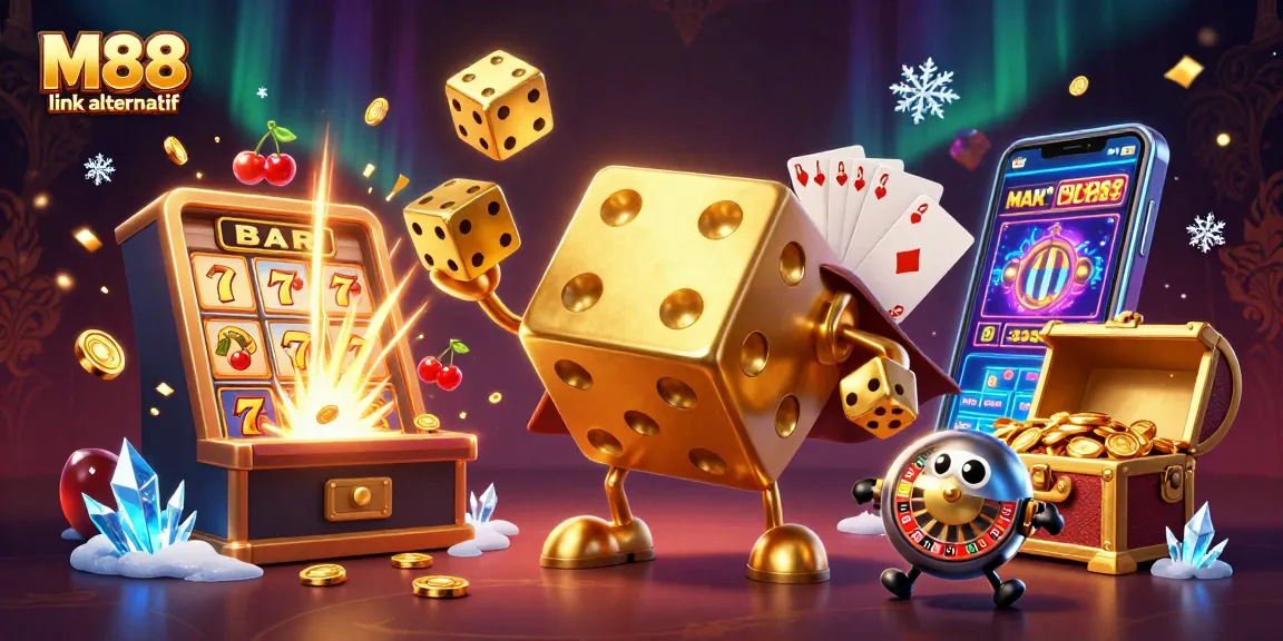 Experience thrilling gaming action with M88 link alternatif featuring vibrant characters and exciting casino elements.