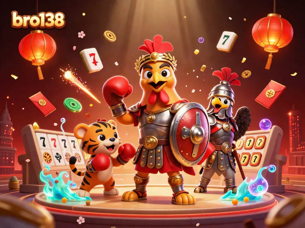 Experience the thrill of winning at bro138 with a dynamic 3D illustration of gladiatorial gambling action.
