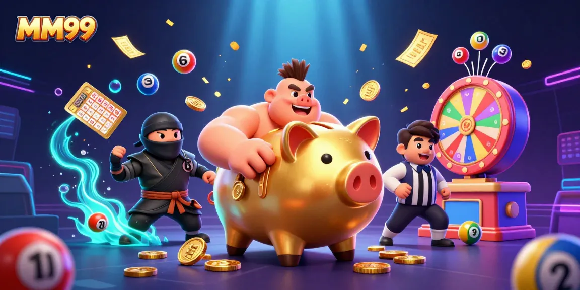Engage with MM99's exciting gaming scene featuring dynamic characters and vibrant casino elements.