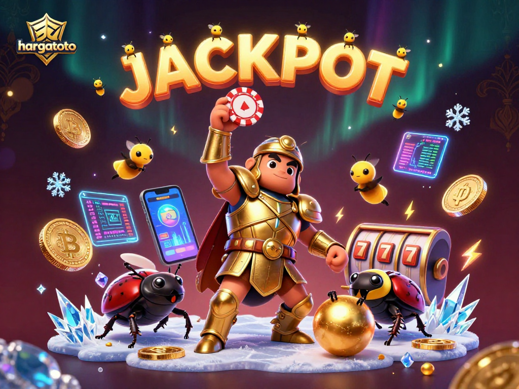 Experience the excitement of hargatoto as cartoon beetles celebrate a casino jackpot.