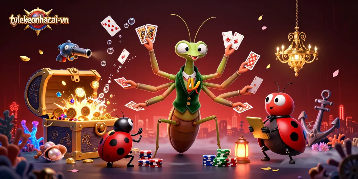 Experience thrilling games at tylekeonhacai-vn with vibrant 3D illustration featuring unique casino characters.