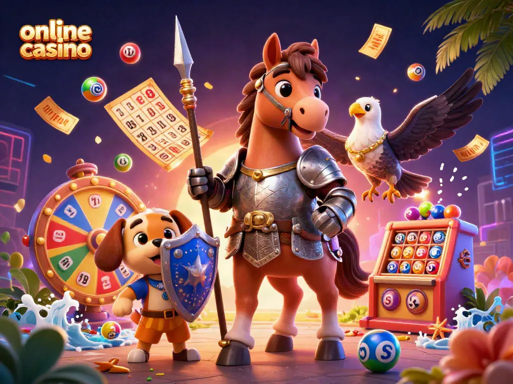 Engage in the vibrant world of online casino featuring a knight, squire, and falcon amid dynamic game elements