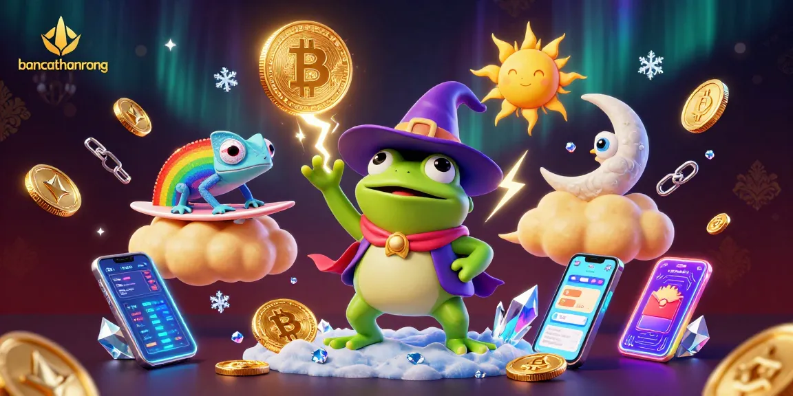 Experience the thrill of bancathanrong with a magical scene of a wizard frog, chameleon, and golden coins.