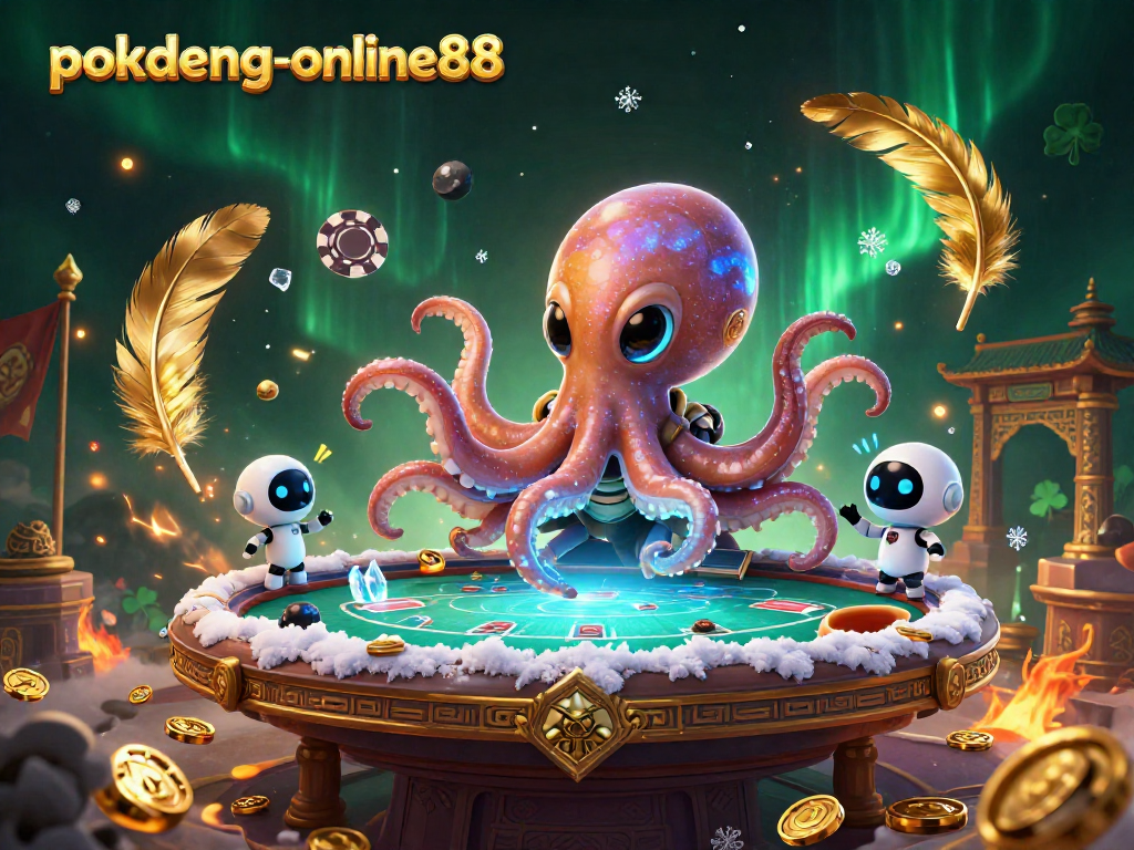 Experience thrilling action with poker chips floating around a vibrant scene at pokdeng-online88 casino.