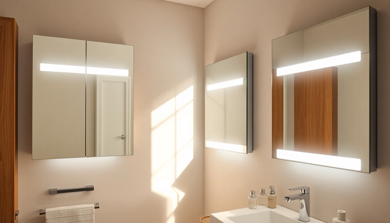 Moderne badezimmer spiegelschränke beleuchtung mit eleganten Details in entspannendem Ambiente.
