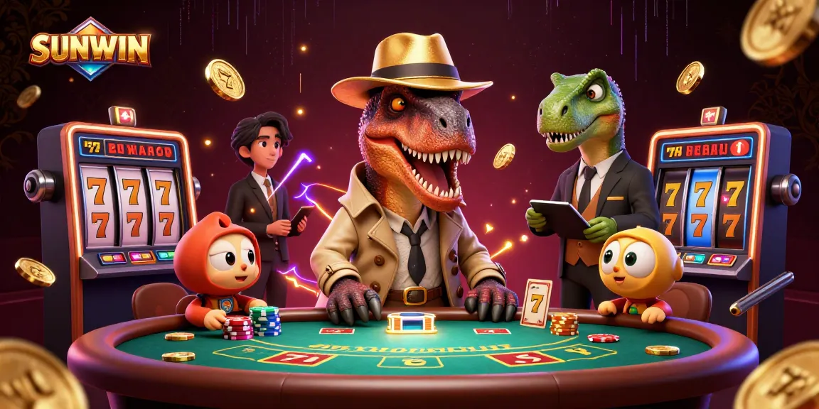 SUNWIN offers thrilling gameplay with a velociraptor card counter attempting to win at a blackjack table.