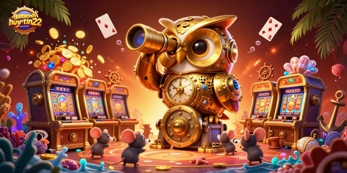 Experience the exciting world of gamenohuuytin22 with dynamic casino action featuring a whimsical clockwork owl.