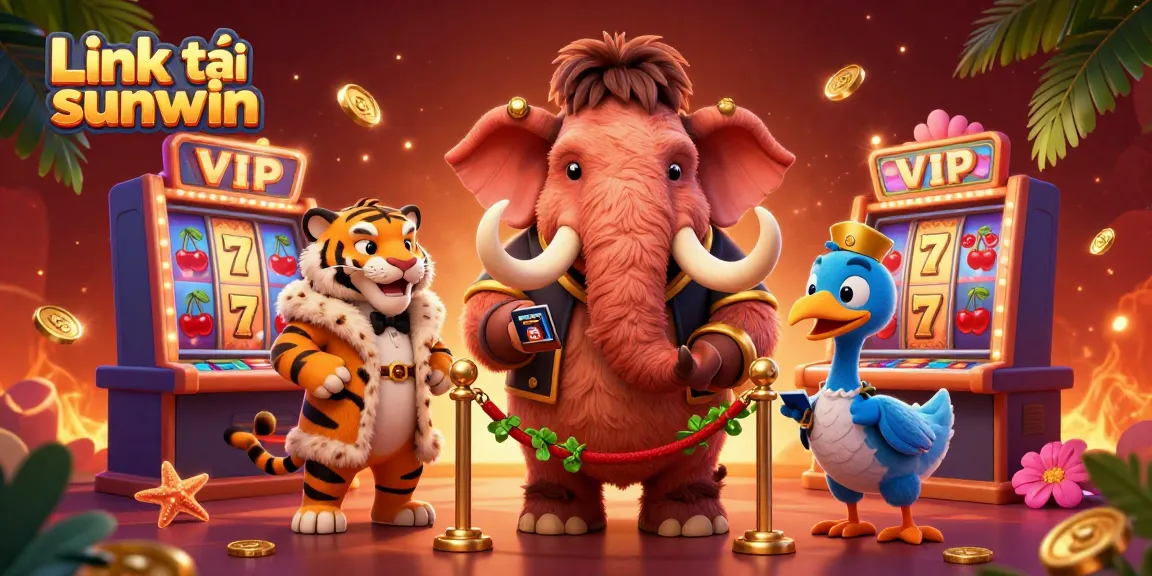 Engage with the excitement of Link tải sunwin through a vibrant casino scene featuring iconic characters and sparkling slot machines.