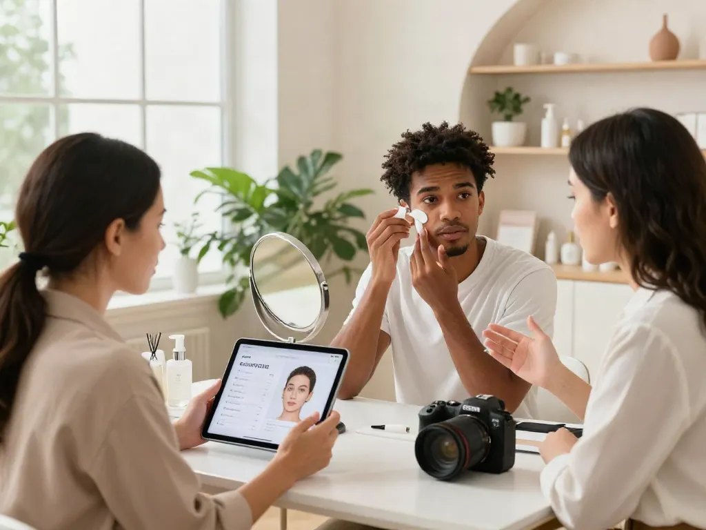 Exploring alternatives to QOVES in a beauty and aesthetics studio showing facial analysis.