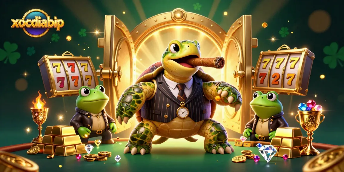 xocdiabip brings excitement with a 3D snapping turtle mobster amidst casino treasures.