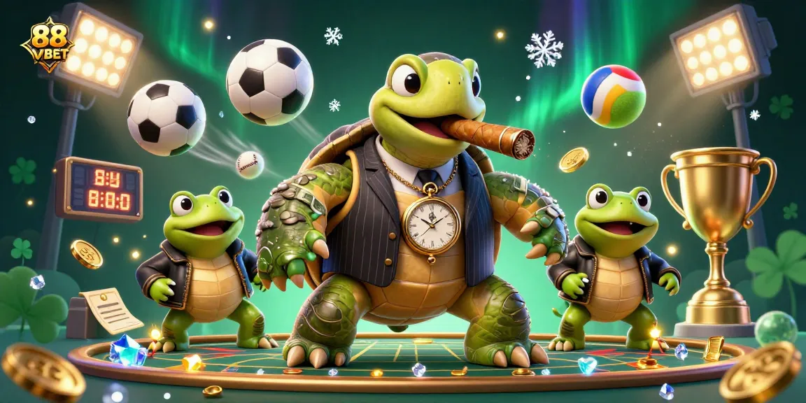 Experience high-stakes excitement at 88VBET with animated casino characters in a bustling environment.