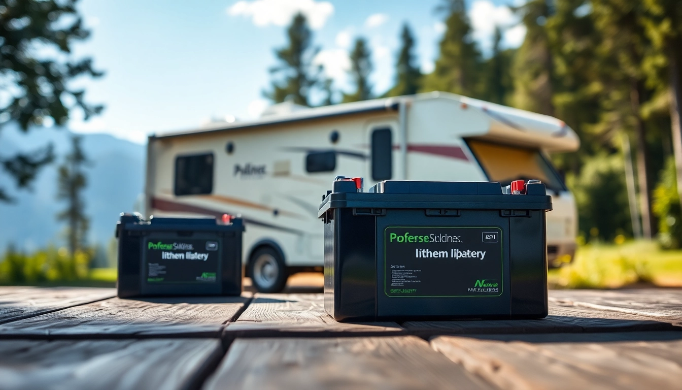 Showcase of lithium RV batteries highlighting durability and reliability for adventurous travel.