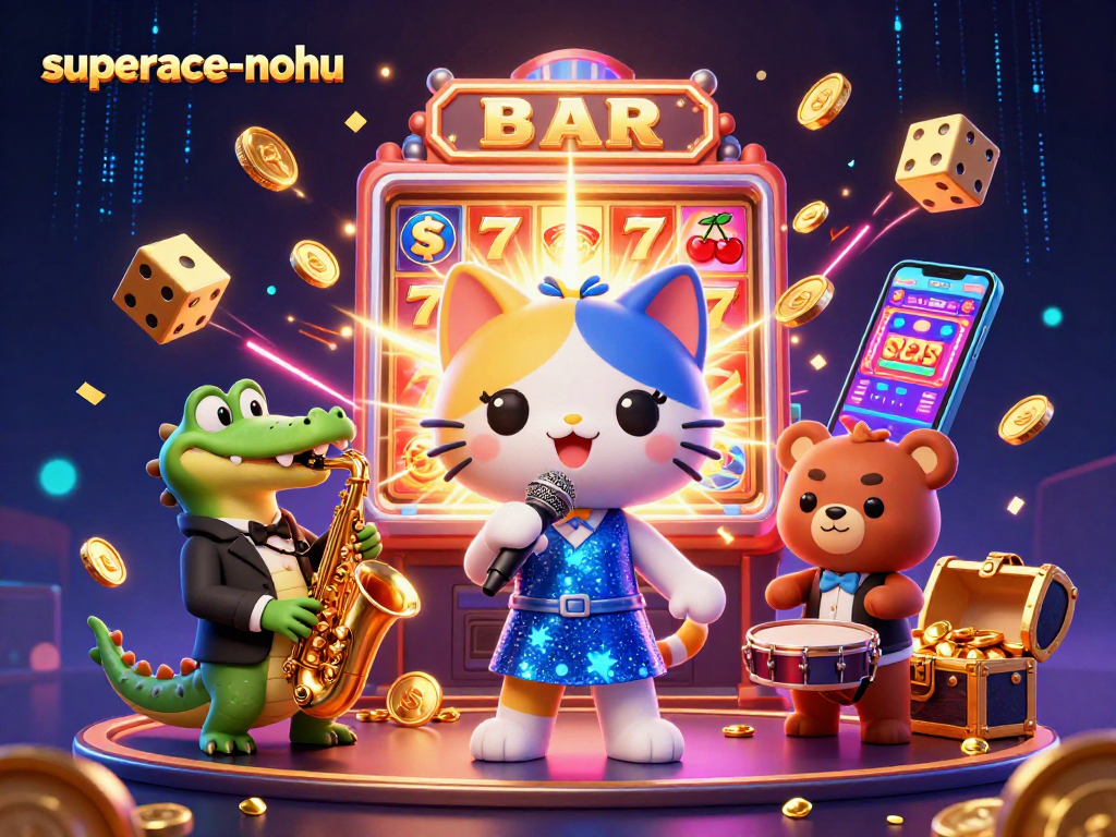 Engage with superace-nohu through a vibrant casino scene featuring lively characters and dynamic gaming elements.