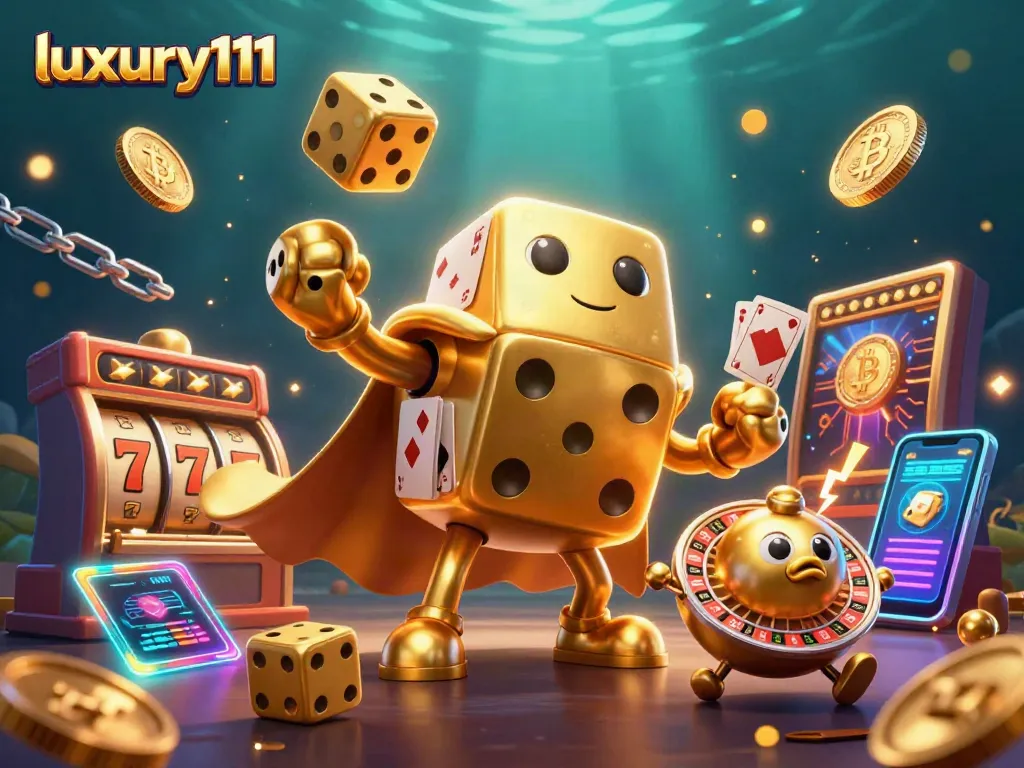 Engage in slot gaming excitement with luxury111 featuring glowing crypto coins and dynamic game elements.