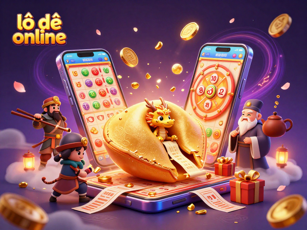 Engage with lô đề online through this vibrant, rich 3D illustration of fortune and lottery elements.