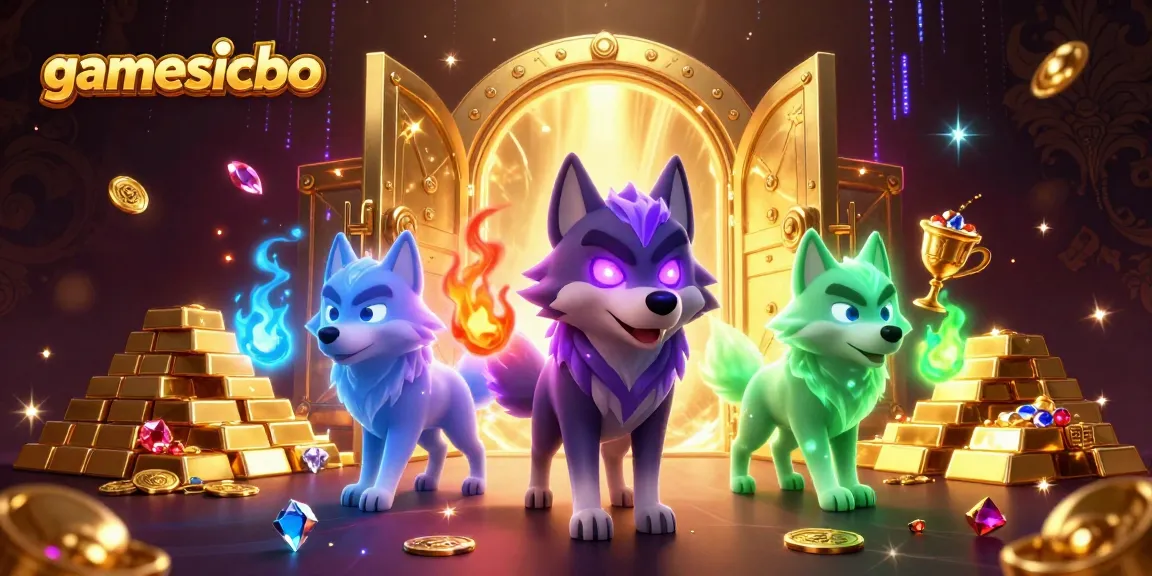 Engage with gamesicbo in thrilling Sicbo action showcasing vibrant characters and gold treasures.