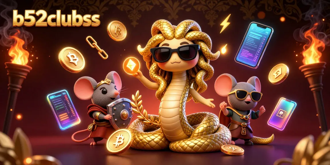 Experience the thrill of b52clubss with cute Medusa and warrior mouse in an exciting casino scene.