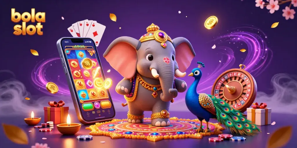 Experience the excitement of bola slot with a vibrant digital illustration showcasing captivating characters and casino elements.