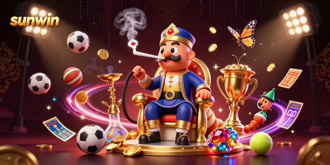 Experience sunwin's thrilling casino atmosphere with an imaginative 3D illustration showcasing gaming fun.