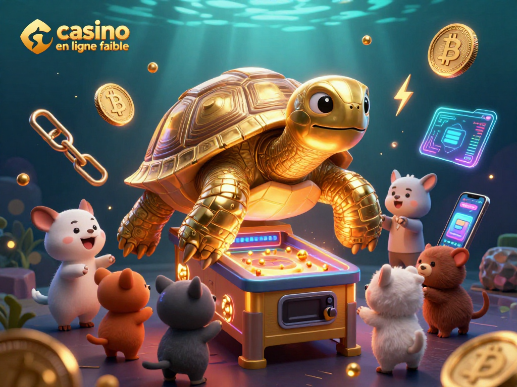 Entrer dans un casino en ligne fiable avec cette illustration d'une tortue en or géante en machine à sous.