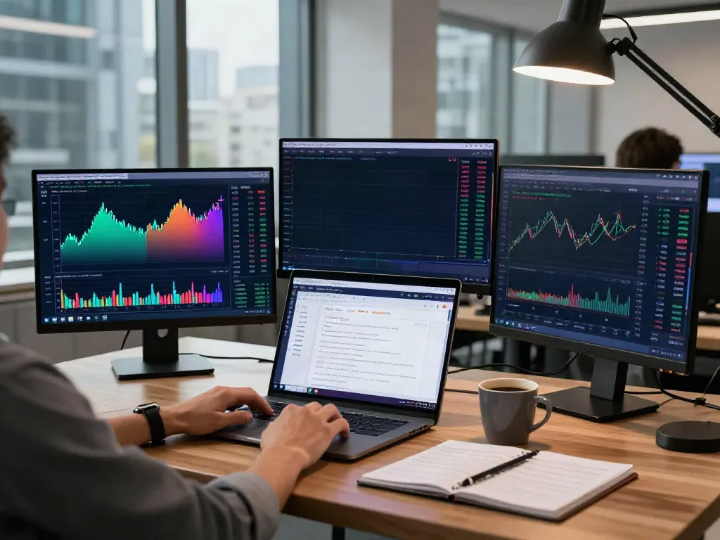 HK stock real-time API trading workspace with cryptocurrency charts and trading analytics.