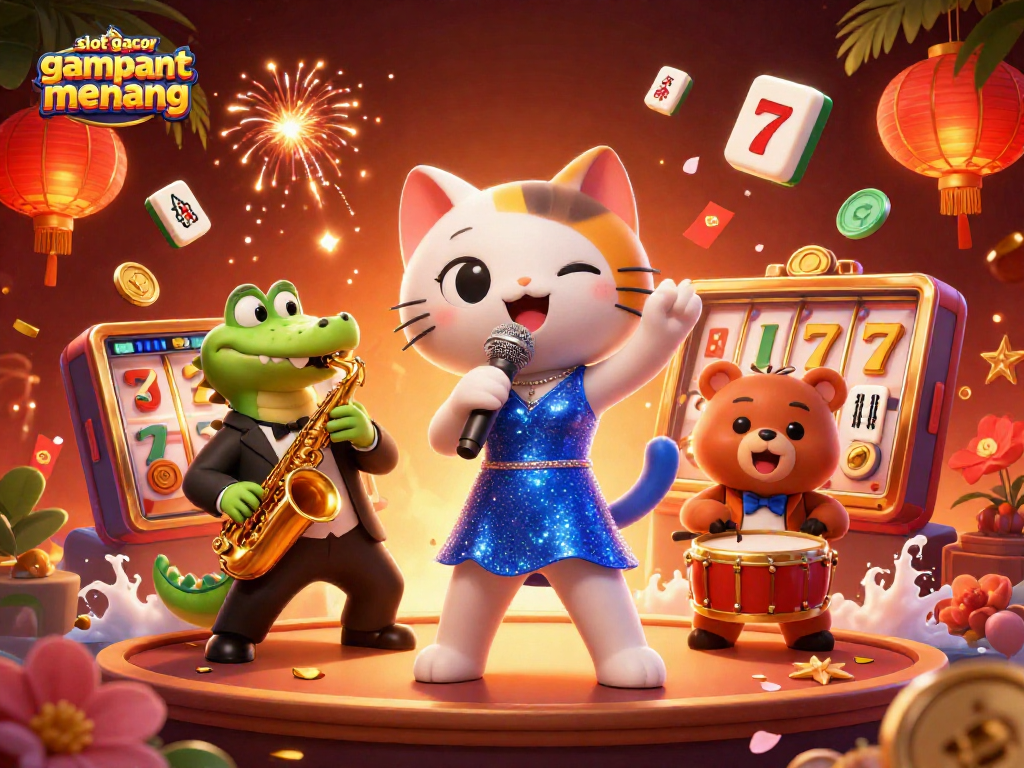 Experience the thrill of slot gacor gampang menang with a lively casino scene featuring unique 3D characters.