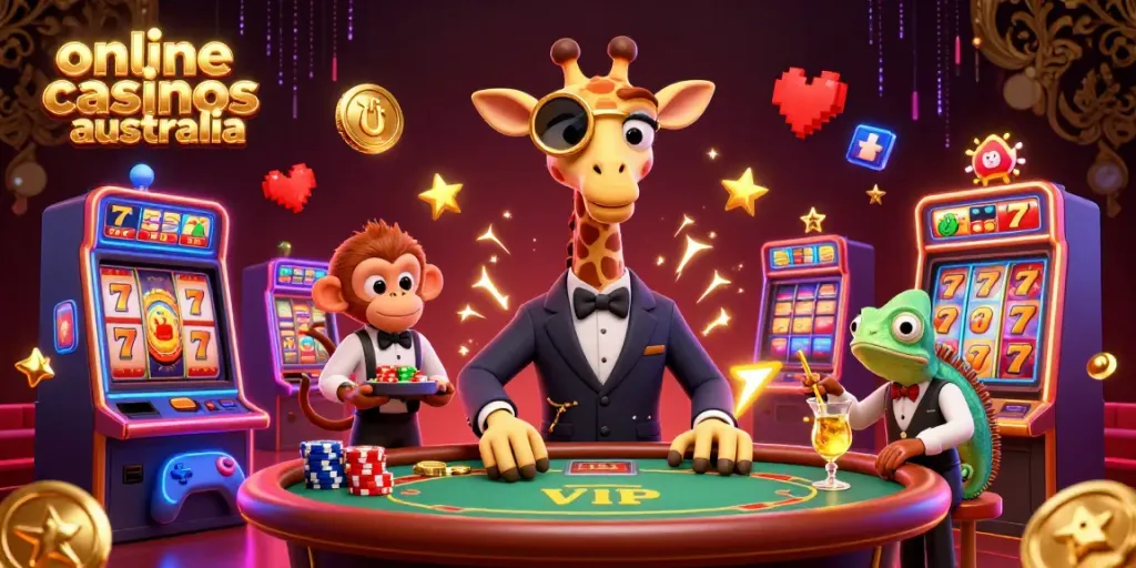 Engaging scene depicting vibrant characters in online casinos Australia showcasing excitement and fun.